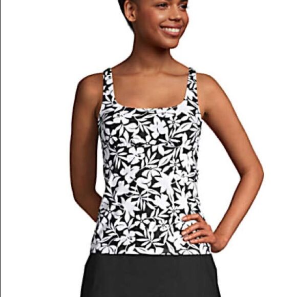 Land’s End Plus Standard Havana floral underwire square neck tankini top Various - Picture 2 of 6